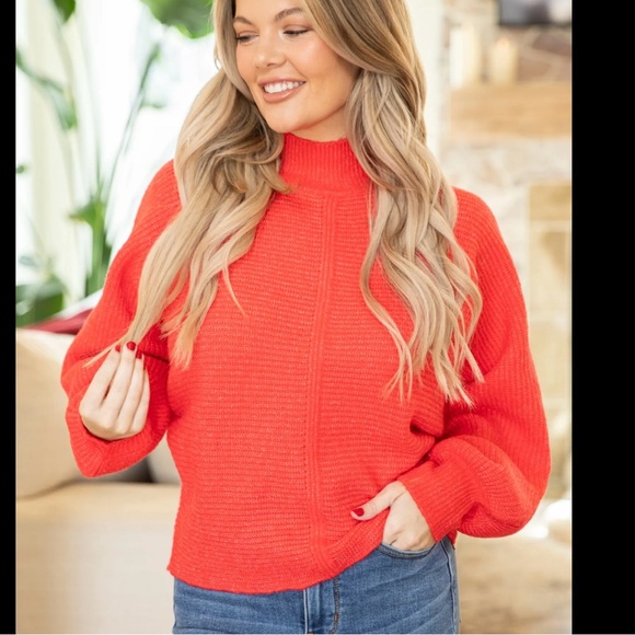 Red turtleneck sweater medium - Picture 1 of 6